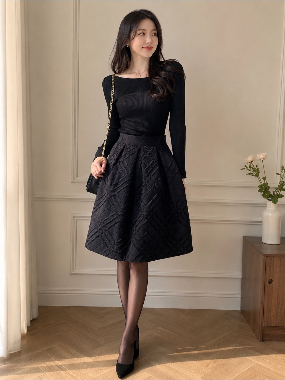 Ted Baker checkerboard jacquard skirt